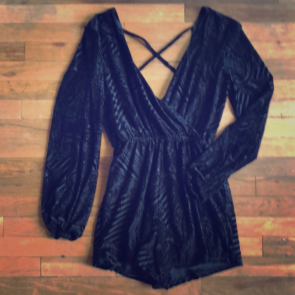 Ecote Black Long Sleeve Romper